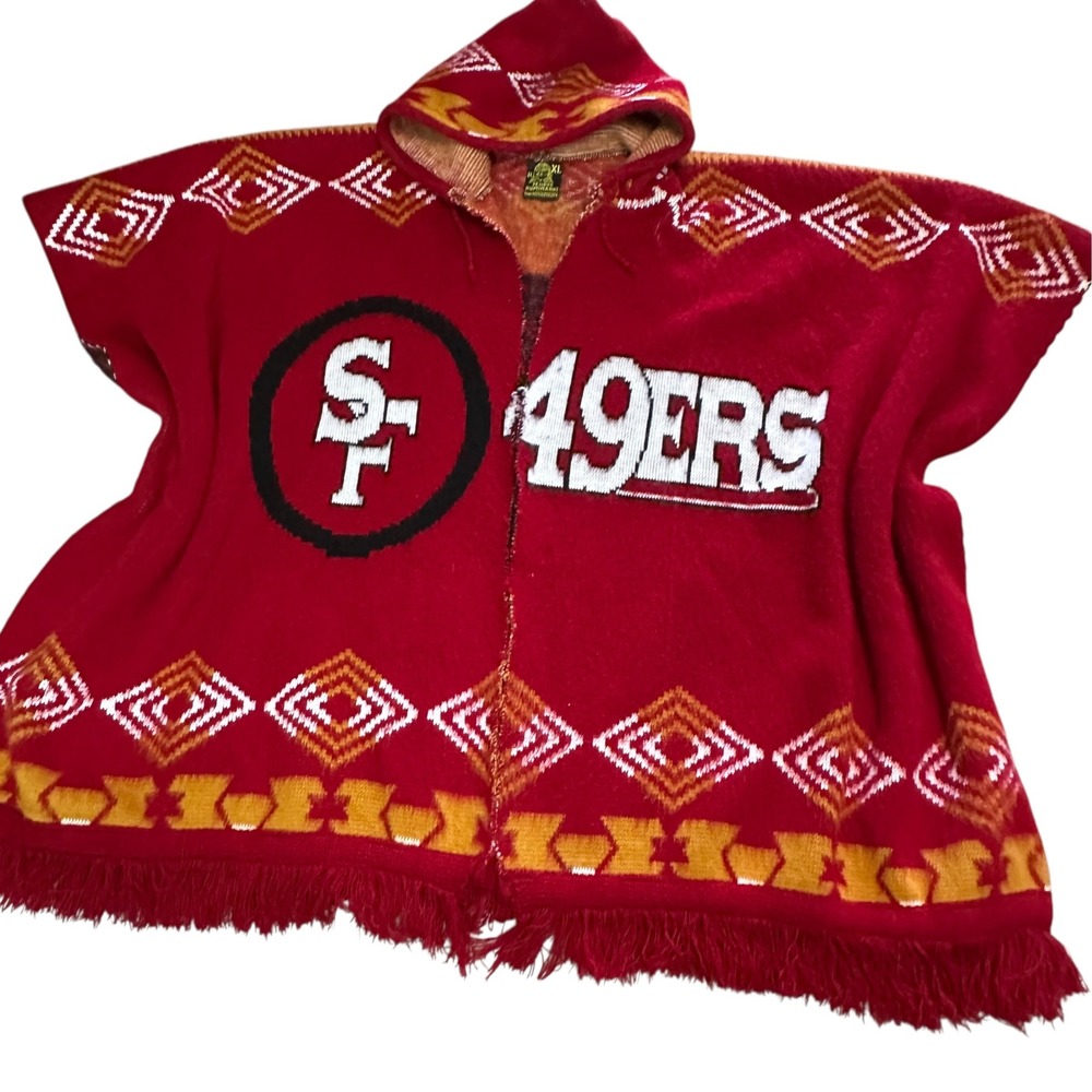Football Game Day Blanket Poncho Men XL Red San Francisco 49ers Hoodie Fan Merch